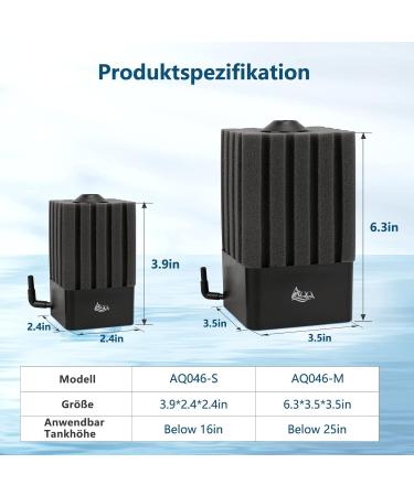 AQQA Quiet Aquarium Sponge Filter - Optimal Biological & Mechanical Filtration for 30-250L Aquariums - Buy Online on GoSupps.com