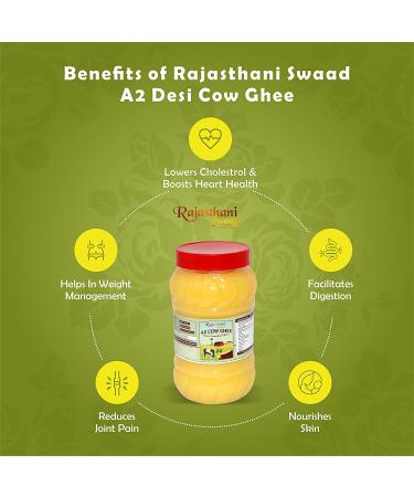 Rajasthani Swaad A2 Desi Cow Ghee 1000 ml - Organic Vedic Bilona Ghee for Authentic Flavor - Buy Online on GoSupps.com