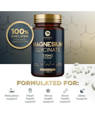Nature's Magnesium Glycinate 250mg - 100% Chelated | Bone  Muscle & Heart Health Support | Vegan  Gluten Free  Non-GMO - 120 Tablets - Buy Online on GoSupps.com