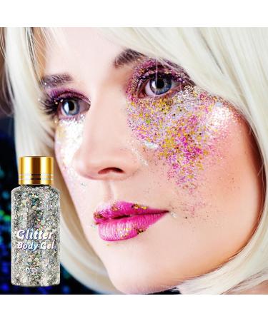  Dous Glitter Body Gel | Easy to apply and remove Glow Gel art makeup for body face and hair - holographic pouch - Cosmetic quality - Buy Online on GoSupps.com