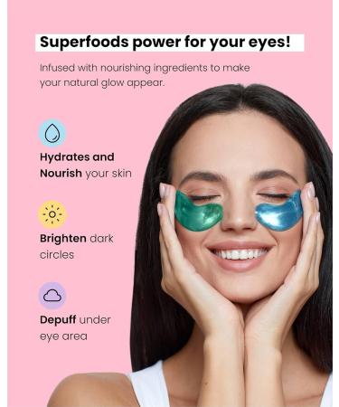 Plantifique Superfood Under Eye Masks Anti Wrinkle 12 Pairs Under Eye Patches with Hyaluronic Acid Green Tea Collagen for Dark Circles and Puffiness - Puffy Eyes Skincare Gel Patches for Women & Men - Buy Online on GoSupps.com