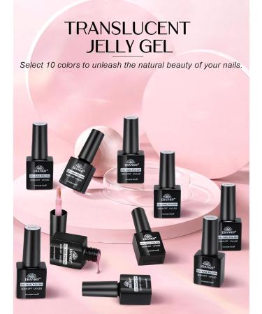 EBANKU Jelly Gel Nail Polish Set 10 Colors Milky White Sheer Pink Nude Gel Polish Kit Translucent Soak Off UV Gel Nail Varnish DIY Manicure Kit Gift - Buy Online on GoSupps.com