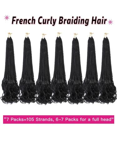 Mclisle French Curl Crochet Braids 18 Inch 7 Pack - Synthetic Pre Looped Goddess Box Braids with Curly Ends - 1B 18 Inch - Buy Online on GoSupps.com