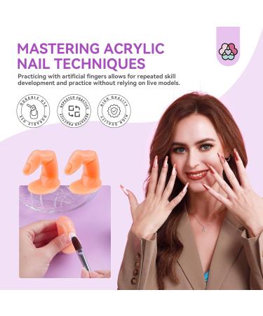 Saviland Acrylic Nail Kit for Beginners - 3 Colors Powder & Liquid Set with Nail Brush & Tools - DIY Nail Extension & Manicure Gift - 02 with Practice Fingers - Buy Online on GoSupps.com