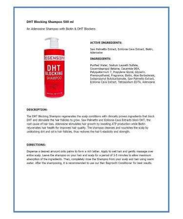 REGENSIFY DHT Blocking Shampoo 500ml - Adenosine & Biotin Formula for Hair Growth | DHT Blockers Included - Buy Online on GoSupps.com