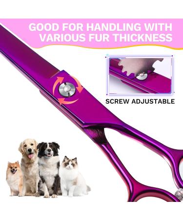 Jason Profi Curved Dog Scissors - 7.5 Japanese Stainless Steel Pet Fur Care Scissors (Purple) for Professional Grooming - Buy Online on GoSupps.com