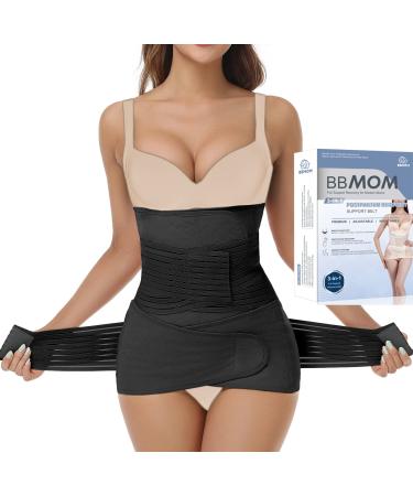 3 in 1 Postpartum Belly Wrap Abdominal Binder Belly Band C-section Recovery Belt & Sacroiliac Hip Support Belt (X-Large, ZBlack) X-Large ZBlack