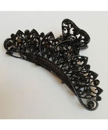 Numblartd Retro Black Rhinestone Hair Claw Clip - Vintage Fashion Accessory for Women - Buy Online on GoSupps.com