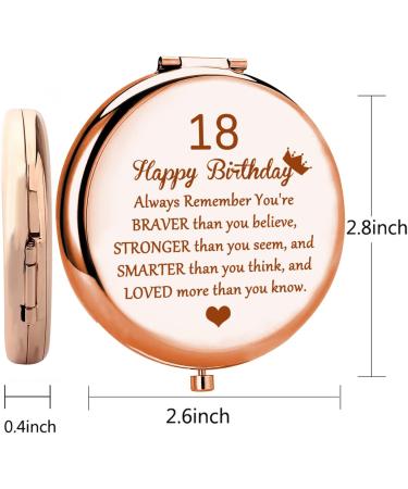 BNQL 18 Birthday Mirror - Happy 18th Birthday Gifts for Her - Turning 18th Inspirational Gifts - 2-Sided Mirror 1x 2x Magnification (Rose Gold) - Buy Online on GoSupps.com