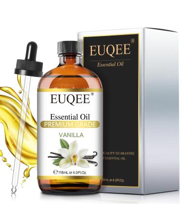 EUQEE 118ml Vanilla Essential Oil Pure Vanilla Fragrance Essential Oil for Diffuser Massage DIY Soap Candle Making Skin & Hair Care - 4.0 Fl Oz