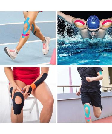 Kinesiology Tape Pro - Breathable Latex-Free Athletic Tape for Ankle & Knee Support | 3 Rolls & 60 Precut Strips - Ideal for Running Tennis & Sports Activities - Buy Online on GoSupps.com