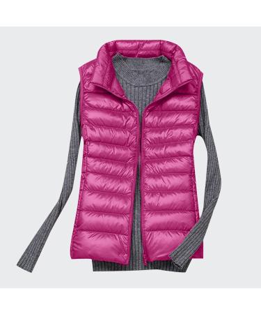 oelaio Puffer Vest for Women Sleeveless Zip Up Outerwear Plus Size Warm Puffer Shawl Slim Fit Lightweight Down with Pocket Hot Pink Medium - Buy Online on GoSupps.com