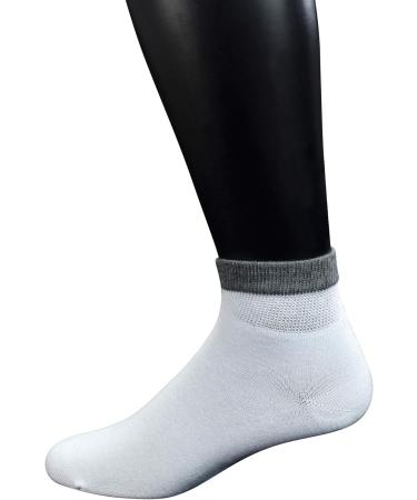 Yomandamor Men's Bamboo Diabetic Health Socks - 6 Pairs Size 38-46 White with Grey Tip - Comfortable & Breathable for Optimal Foot Care - Buy Online on GoSupps.com