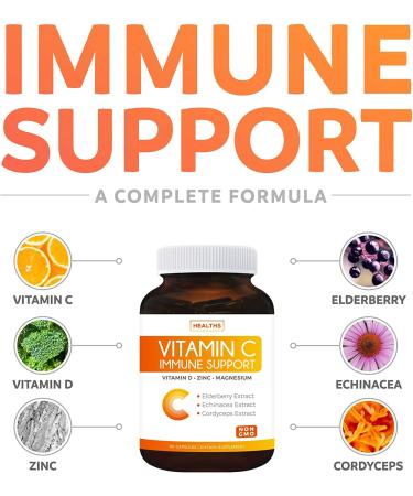 Healths Harmony Immune Support | Vitamin C  Zinc & Vitamin D Booster - 60 Capsules - Buy Online on GoSupps.com