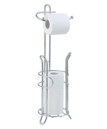 SunnyPoint Bathroom Toilet Tissue Paper Roll Storage Holder Stand with Reserve, The Reserve Area Has Enough Space to Store Mega Rolls Chrome Finish