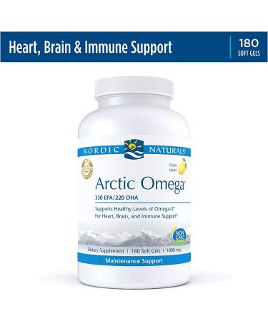 Nordic Naturals Arctic Omega 1000 mg - Lemon Flavor Soft Gels (180 Count) | High-Purity Omega-3s - Buy Online on GoSupps.com