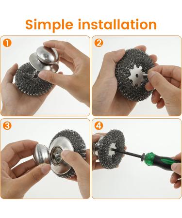 Steel Wool Scrubber with Replacement Pads Set Replaceable Steel Pot Scrubber Non Scratch Steel Dish Scrubber Sturdy Steel Pan Scrubber for Cleaning Pots Pans Grills Sink - Buy Online on GoSupps.com