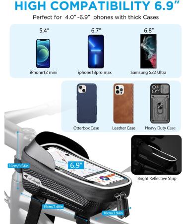 Whale Case Waterproof Bicycle Phone Holder - EVA Frame Bag with Touchscreen Rain Protection for Phones under 6.9'' - Durable Pressure-Resistant Bike Accessories - Buy Online on GoSupps.com
