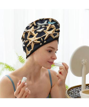 Seashell Starfish Coral Velvet Dry Hair Cap | Unisex Wet Towel Wrap for Bath Pool Parties & Beach - Buy Online on GoSupps.com
