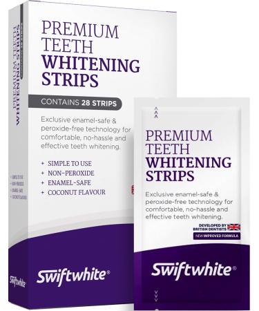 Teeth Whitening Strips by Swiftwhite Fast Results & No Sensitivity Peroxide Free Teeth Whitening Kit 100% Money Back 28 Count (Pack of 1)
