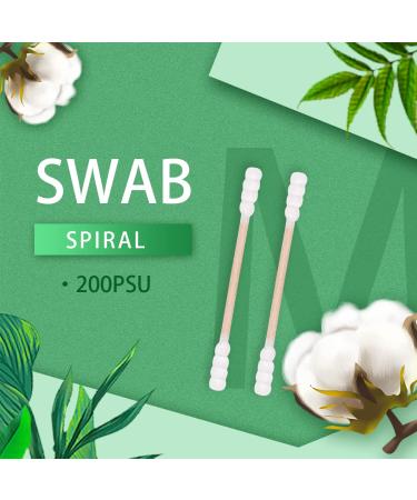 Organic Cotton Swabs with Wooden Sticks 200 Pcs Pack - Biodegradable Bamboo Spiral Head Qtips for Ears and Makeup - Buy Online on GoSupps.com