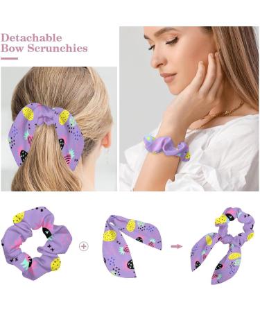 6 Pieces Hair Scrunchies Soft Scarves Scrunchies Elastic Hair Bands Bow Hair Ties Rabbit Ears Scrunchy Ponytail Holder Hair Accessories for Women Girls Tropical Sliced Fruits Pineapple Lemon Painted Multi-colored 03 - Buy Online on GoSupps.com