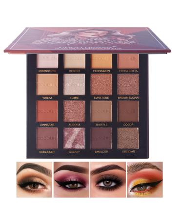 Rechoo 16 Colors Eyeshadow Make-up Palette Neked Nude Brown Color Matte Shimmer Eye Shadow High-Pigmented Eyeshadow Neutral Long-lasting Powder Eyeshadow Palette for Daily and Smokey Make-up Mocha 16 Color