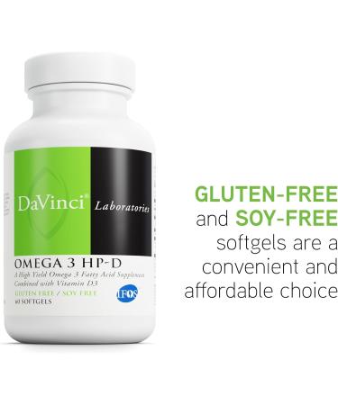 DAVINCI Labs Omega 3 HP-D - Dietary Supplement to Support Immune System Healthy Joints and Cardiovascular and Skin Health* - with Vitamin D3 and More - Gluten-Free - 60 Softgels - Buy Online on GoSupps.com
