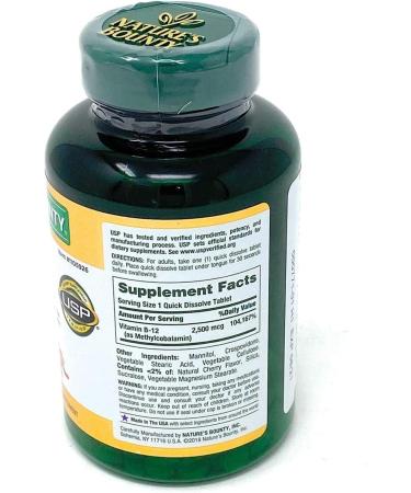 Nature's Bounty Fast Acting B-12 Methylcobalamin 2500 mcg - 300 Cherry Tablets - Buy Online on GoSupps.com