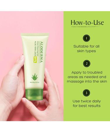 Aloderma Super Acne Clearing Gel - Organic Aloe Vera Blemish Treatment with Witch Hazel - Non-Drying Acne Control Moisturizer - 2.8 Ounce - Buy Online on GoSupps.com