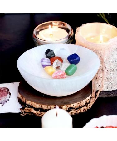 Selenite Cleansing Bowl 8cm - Spiritual Energy Healing Tool for Reiki, Angels, and Meditation - Handmade White Natural Crystal Storage and Decoration Piece - Buy Online on GoSupps.com
