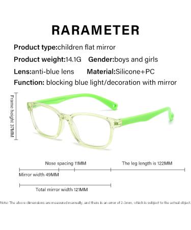 kurkip Blue Light Blocking Silica Glasses for Kids Children's Computer Glasses for Age 4-13 Unbreakable Frame Anti-Blue Ray Glasses With Case Anti UV400 & Eyestrain Green - Buy Online on GoSupps.com