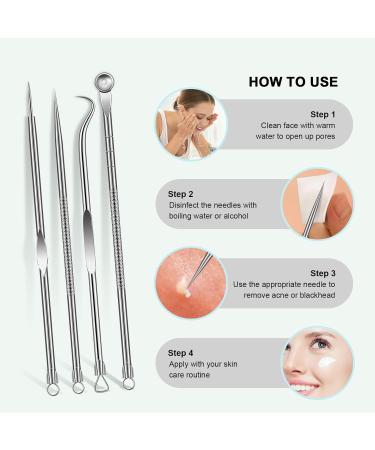 Blackhead Removal Tool Pimple Popper Extractor Tool Kit Used for Removing Blackheads Acne Comedone Flaw White Heads on Nose and Face Professional Stainless Steel Removal Tool. - Buy Online on GoSupps.com