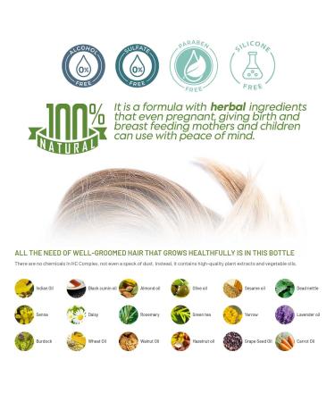 HC COMPLEX 100% Herbal Hair Care Lotion 3.5 fl oz - Anti Frizz Serum for All Hair Types | Strengthens, Nourishes, and Smoothens Hair - All Natural Formula for Damaged, Dry, Thin, and Thickening Hair - Buy Online on GoSupps.com