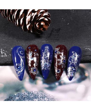 Christmas Nail Stickers 9 Sheets Self-Adhesive Nail Decal Snowflake Tree Snowman Silver Nail Art Decoration Design Supplies - Buy Online on GoSupps.com