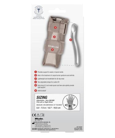 MUELLER Sports Medicine Reversible Wrist Stabilizer | Wrist Pain Relief Support for Carpal Tunnel Tendinitis & Arthritis | Small/Medium Taupe - Buy Online on GoSupps.com