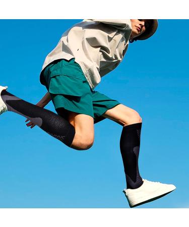 Yuedge Compression Stockings for Men & Women - 15-20 mmHg Support Socks for Running Travel & Sports - 3 & 5 Pair Options Available in Black - Buy Online on GoSupps.com