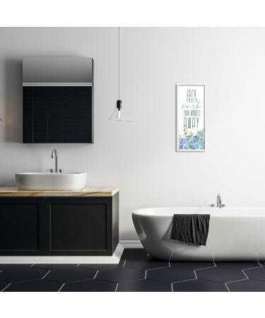 Stupell Industries Bath Definition Wall Art - 'Wash Worries Away' Blue Floral Design by Kim Allen | Perfect for International Shipping - Buy Online on GoSupps.com