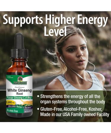Nature's Answer White Ginseng Alcohol-Free 1000 mg - Herbal Supplement 1 fl oz (30 ml) - Buy Online on GoSupps.com