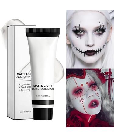White Face Paint Liquid Foundation | 37 ml Long Lasting Stain Resistant Matte Finish for Adults Children Party Christmas Halloween Cosplay Scene - Buy Online on GoSupps.com