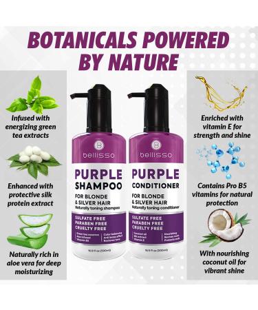 BELLISSO Purple Shampoo, Conditioner & Hair Mask Set - Sulfate-Free Salon Grade Formula for Platinum, Silver & Grey Hair - Hydrating Toner for Shimmer Correction - Buy Online on GoSupps.com