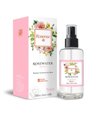 Rosense Glass Bottle Rosewater Hydrating Facial Toner/Rose Water Face Mist 1.7 Oz