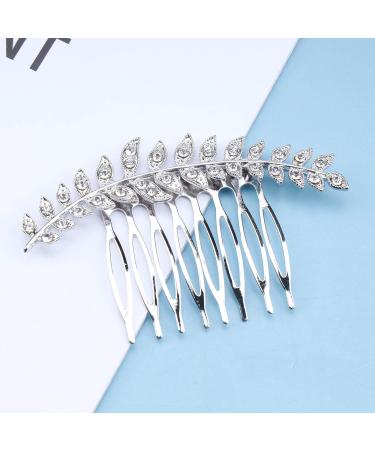 Aneneiceera Bride Wedding Crystal Hair Comb Clip Silver Hair Side Combs Leaf Hair Comb Rhinestone Headpieces Bride Hair Piece bridesmaid Hair Accessories for Women and Lady Girls(Silver) - Buy Online on GoSupps.com