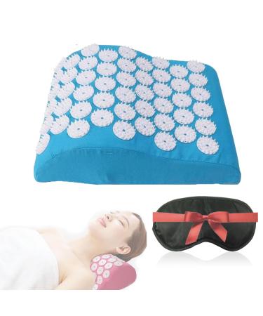 Vevazen Low Back Pillow vevazen acupressure mat Vevazen Pillow Set for Neck Back Pain Acupuncture Cushion Pillow Muscle Relaxation Stress Relief Set (Blue)