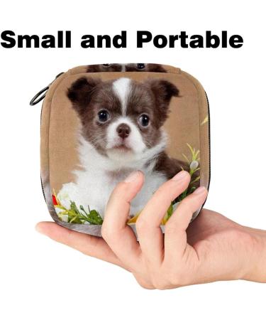 Shop Cute Dog in Flowers Napkin Storage Bag | Portable Menstrual Cup Bag for Women & Teens - Buy Online on GoSupps.com