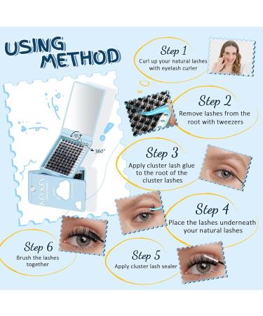 KevKev 96 Pcs Eyelash Clusters DIY Extensions with Spin Mirror - C-10-16 Mix Cloudy - Buy Online on GoSupps.com