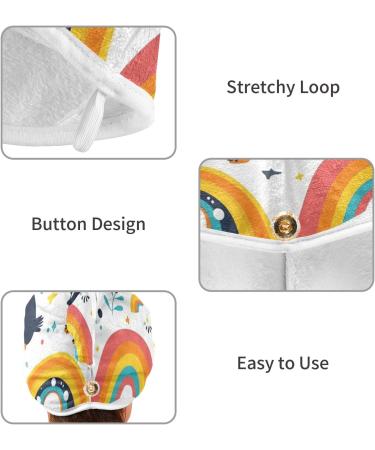 Rainbow Lovely Penguins Hair Towel 2 Pack - Super Absorbent Quick Dry Hair Turbans for Women & Girls - Buy Online on GoSupps.com