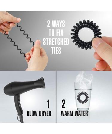 20 Pcs Spiral Hair Ties - TailaiMei No Crease Coil Hair Ties for Thick Hair - Black & Transparent - Buy Online on GoSupps.com