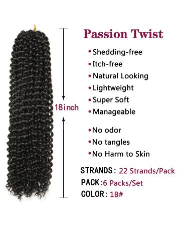 Ubeleco Passion Twist Hair 18 Inch Water Wave Crochet Hair | 22 Strands/Pack | Long Bohemian Hair for Black Women | 6 Packs | 1B - Buy Online on GoSupps.com