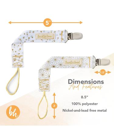BooginHead Luxe Pacifier Holder - Gold Sparkles | Baby Pacifier Clip - Buy Online on GoSupps.com
